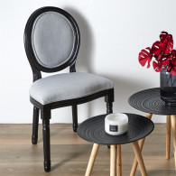 CHAISE ELEONOR NOIR TISSU GRIS