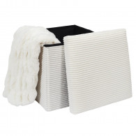 Coffre pouf pliable côtelé beige