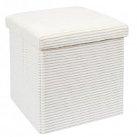 Coffre pouf pliable côtelé beige
