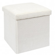Coffre pouf pliable côtelé beige
