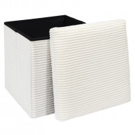 Coffre pouf pliable côtelé beige