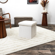 Coffre pouf pliable côtelé beige