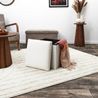 Coffre pouf pliable côtelé beige