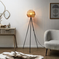 Lampadaire abat jour effet corde tressée