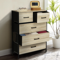 Commode IRIS 5 Tiroirs en Bois et Tissu