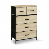 Commode IRIS 5 Tiroirs en Bois et Tissu
