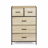 Commode IRIS 5 Tiroirs en Bois et Tissu