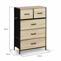 Commode IRIS 5 Tiroirs en Bois et Tissu
