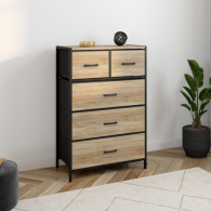 Commode IRIS 5 Tiroirs en Bois et Tissu