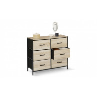 Commode IRIS 6 Tiroirs en Bois et Tissu