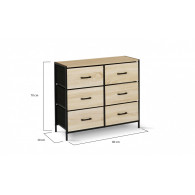 Commode IRIS 6 Tiroirs en Bois et Tissu