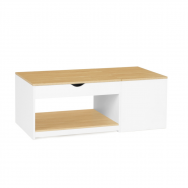 Table Basse ELINA Double Plateau Relevable et Coffre Latéral