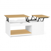 Table Basse ELINA Double Plateau Relevable et Coffre Latéral