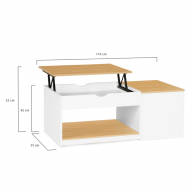 Table Basse ELINA Double Plateau Relevable et Coffre Latéral