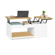 Table Basse ELINA Double Plateau Relevable et Coffre Latéral