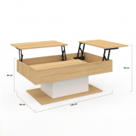 Table Basse TANIA avec Double Plateau Relevable
