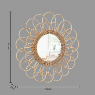 Miroir fleur Cayetana diam 56 cm rotin