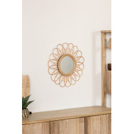 Miroir fleur Cayetana diam 56 cm rotin