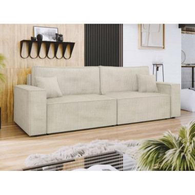 Canapé lit LIEN Beige Côtelé Convertible et Réversible Canapé lit LIEN Beige Côtelé Convertible et Réversible