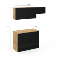 ENSEMBLE CUISINE ALLEGRA 180 CM - BOIS ET NOIR