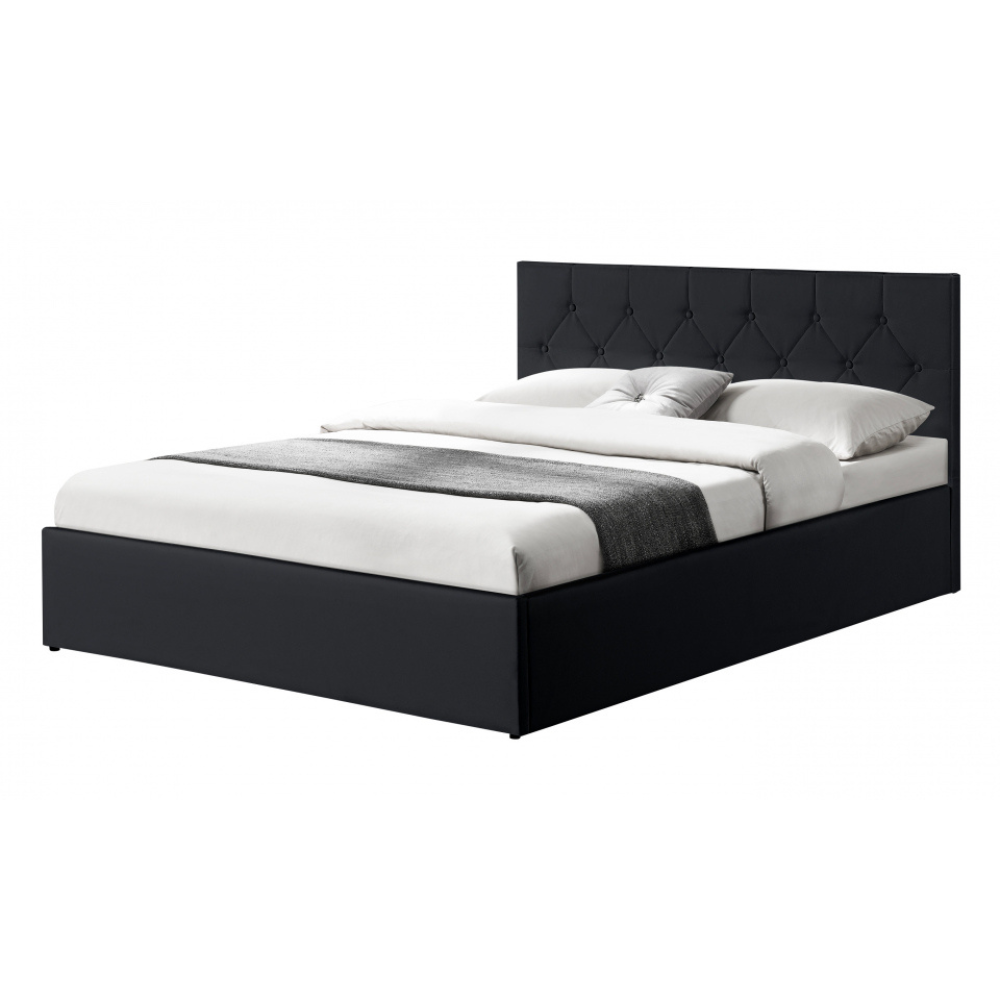 Lit coffre 140X190CM Noir  avec sommier HANNAH