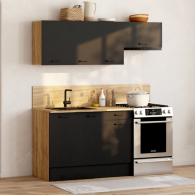 ENSEMBLE CUISINE ALLEGRA 180 CM - BOIS ET NOIR