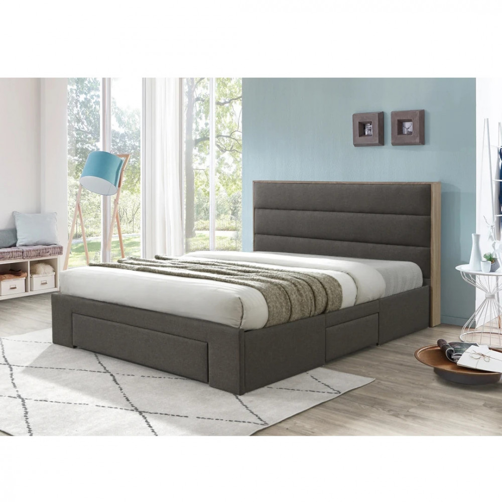 Tête de lit + Sommier et Rangements TORONTO 160x200Cm