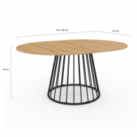 Table Ronde avec Extension ADELLE 110-150Cm