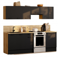 ENSEMBLE CUISINE ALLEGRA 240 CM - BOIS ET NOIR