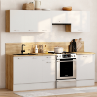 ENSEMBLE CUISINE ALLEGRA 180 CM - BOIS ET BLANC