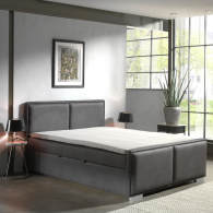 Lit coffre 160cm avec matelas et surmatelas