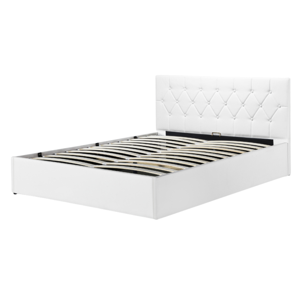 Lit coffre 140X200CM Blanc avec sommier