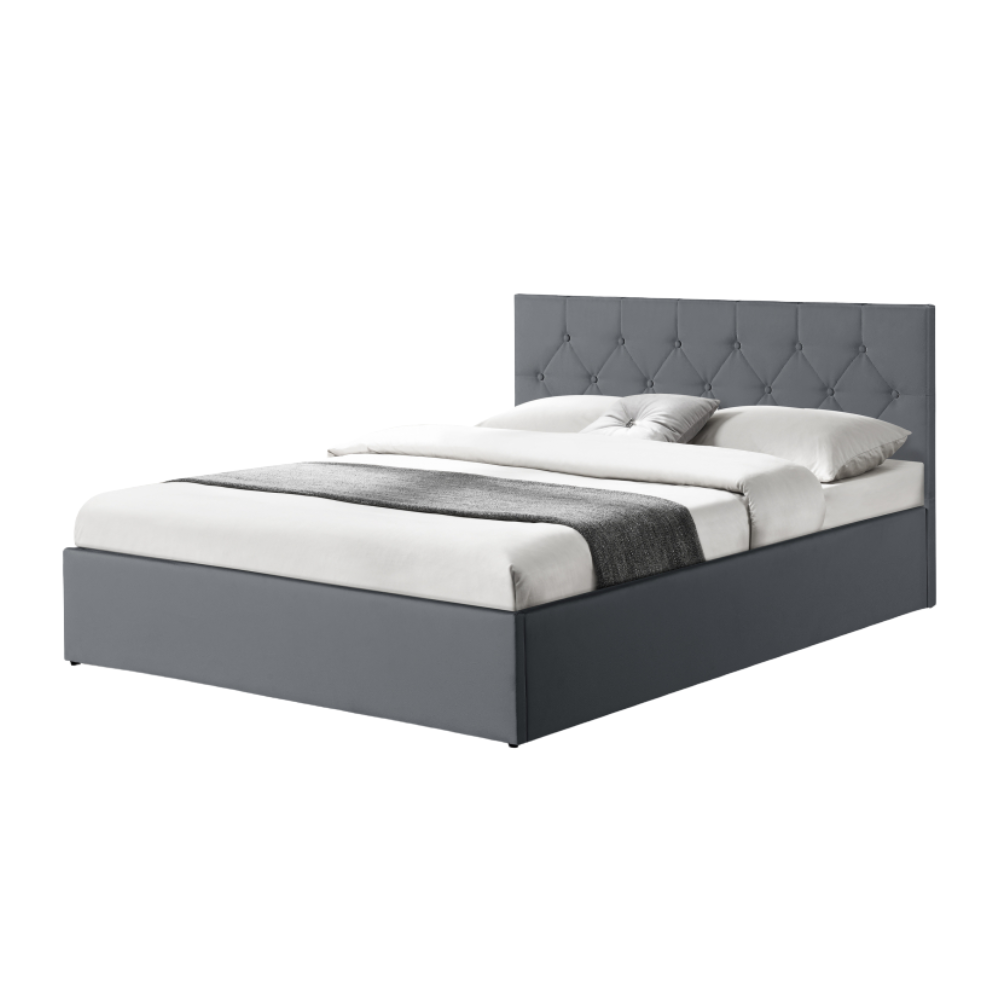 Lit coffre 140X200CM Gris avec sommier