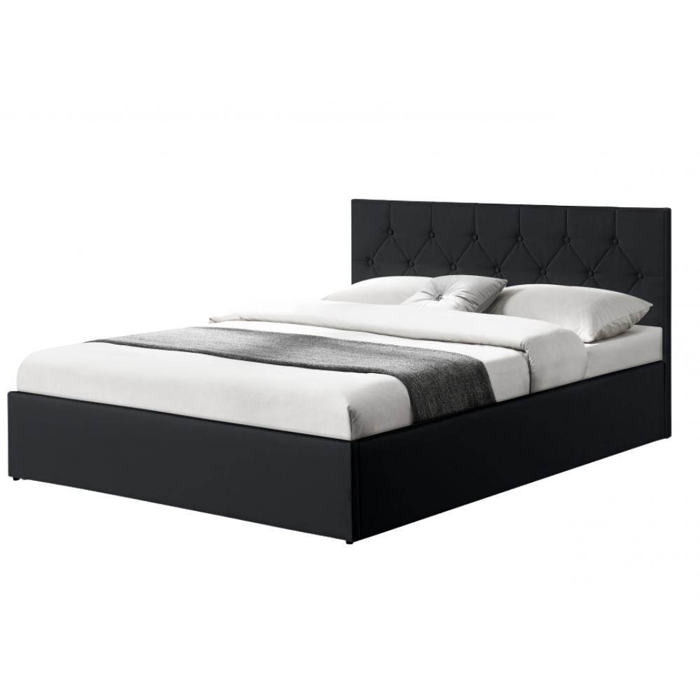Lit coffre 160X200CM Noir + sommier