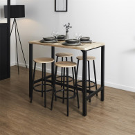 TABLE MANGE DEBOUT ET 4 TABOURETS