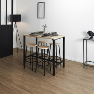 TABLE MANGE DEBOUT ET 4 TABOURETS