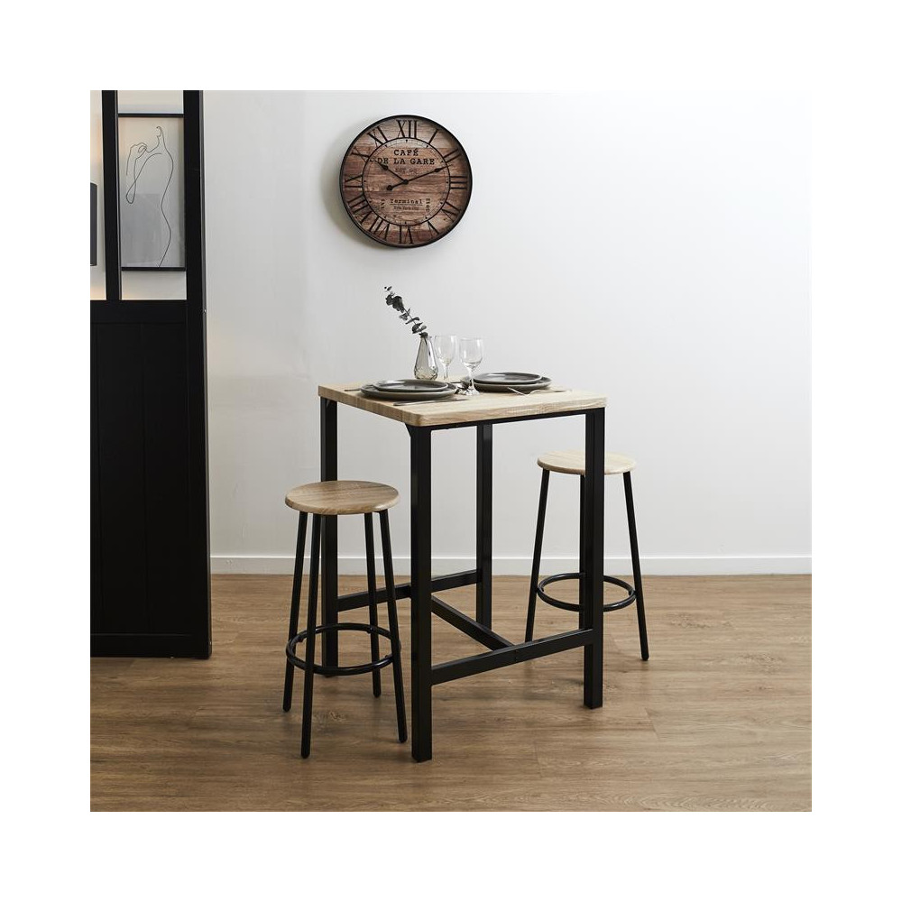 TABLE MANGE DEBOUT ET 2 TABOURETS