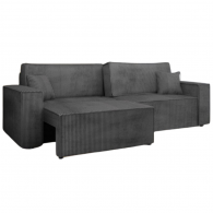 Canapé Lit LIEN Gris Côtelé Convertible et Réversible