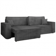 Canapé Lit LIEN Gris Côtelé Convertible et Réversible