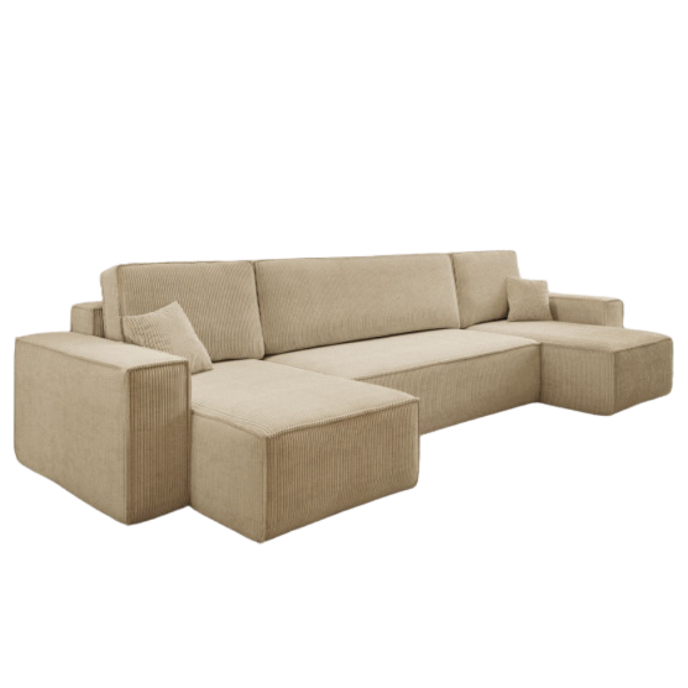 Canapé lit ANNA U Beige Convertible et Réversible