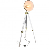 LAMPADAIRE INDUSTRIEL DORE TREPIED BLANC