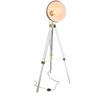 LAMPADAIRE INDUSTRIEL DORE TREPIED BLANC
