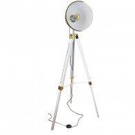 LAMPADAIRE INDUSTRIEL DORE TREPIED BLANC