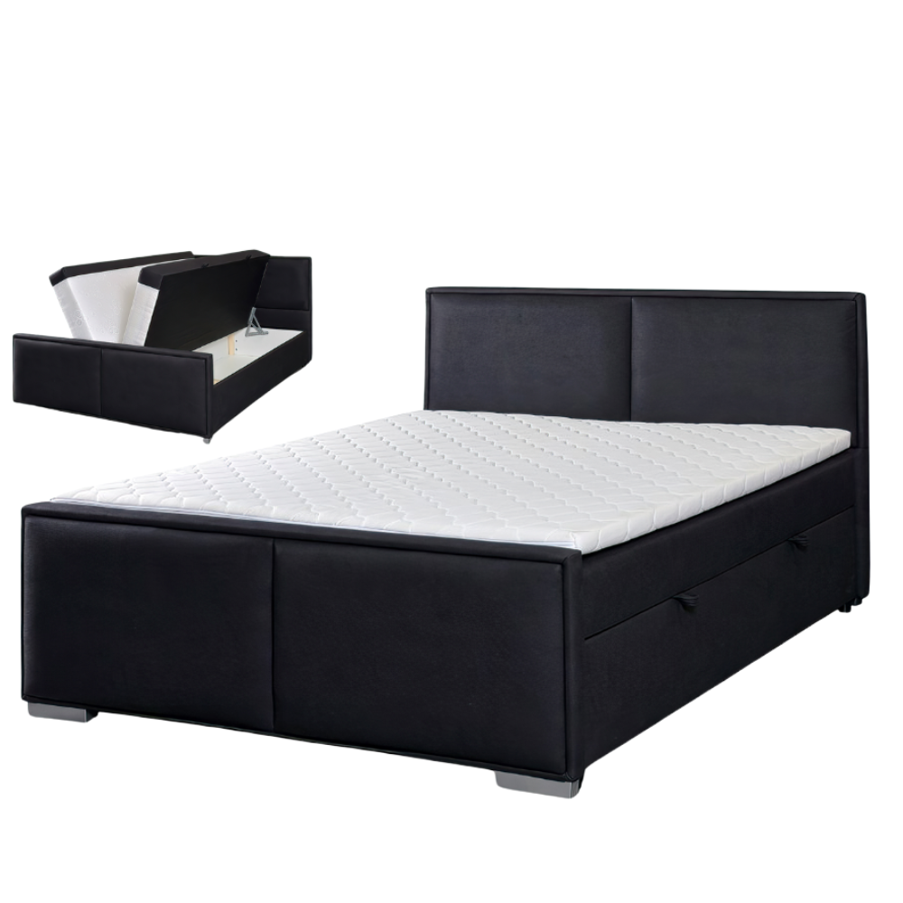 Lit coffre 160cm avec matelas et surmatelas