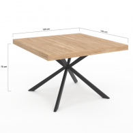 Table repas carré pieds spider