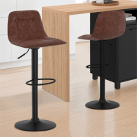 Tabourets de bar réglables Edison marron et pied métal noir